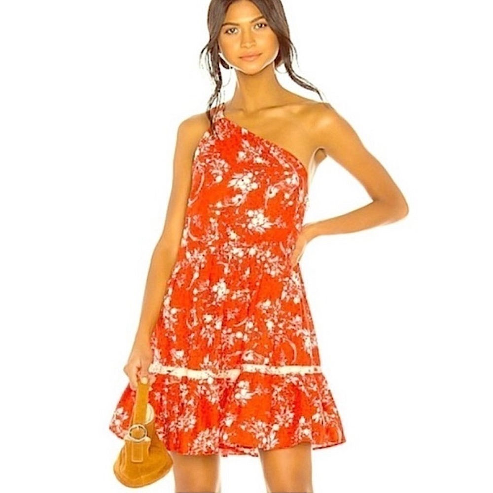 NWT FREE PEOPLE All Mine Collection Floral Print One Shoulder Mini Dress boho S